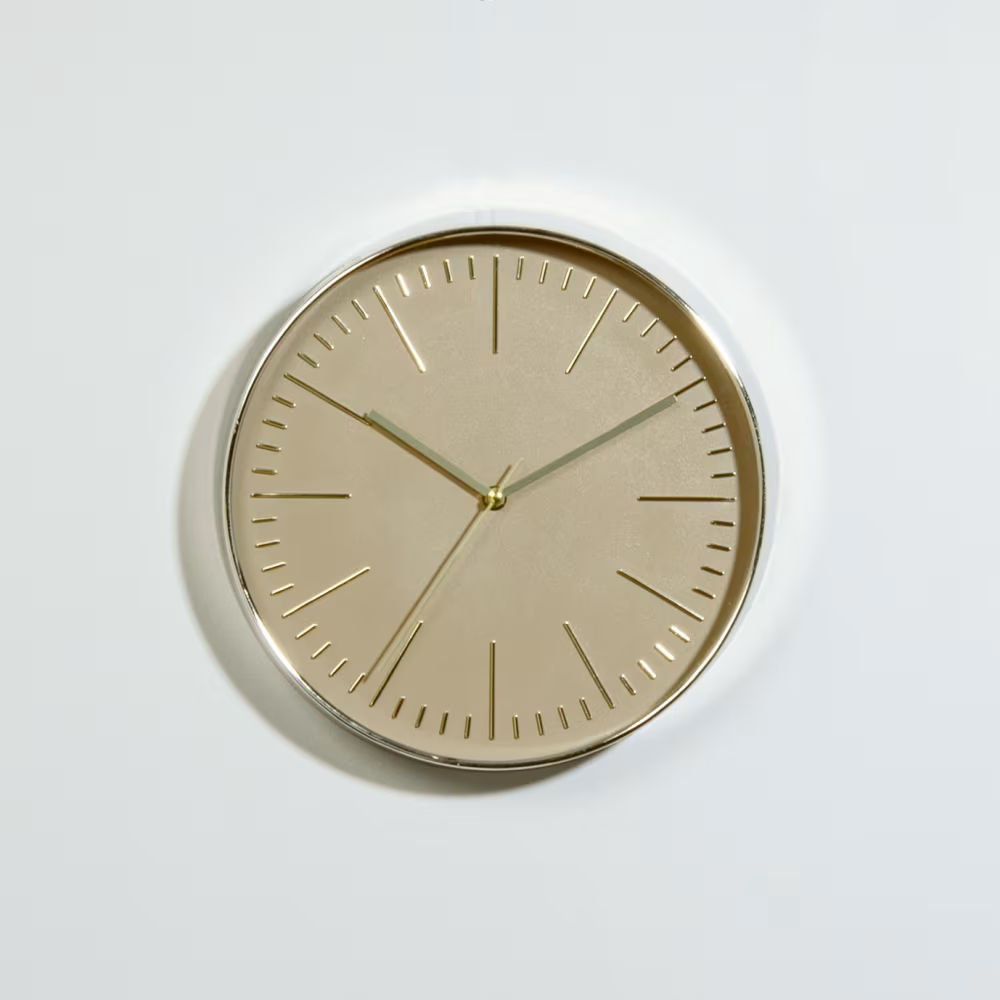 Horloge murale ronde en aluminium doré, blanc et noir, D40 AMANCE