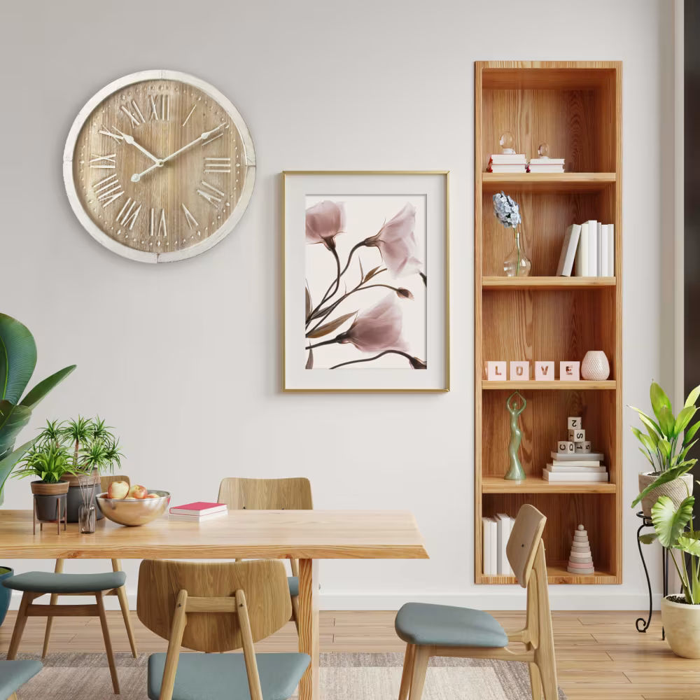 Horloge murale à chiffres romains, effet bois blanc et marron, ø 40 cm