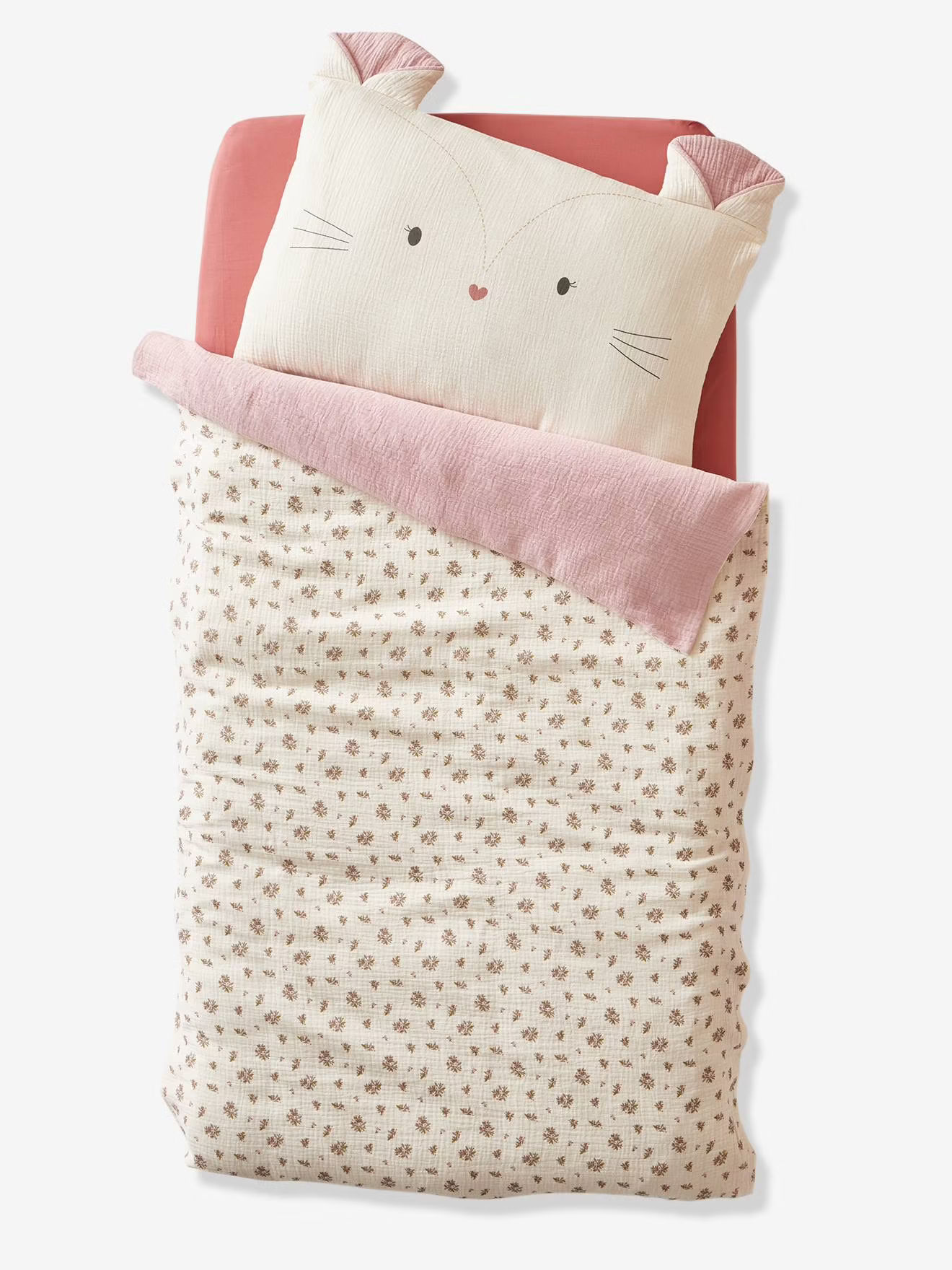 Housse de couette bébé en gaze de coton Grenier écru multicolore