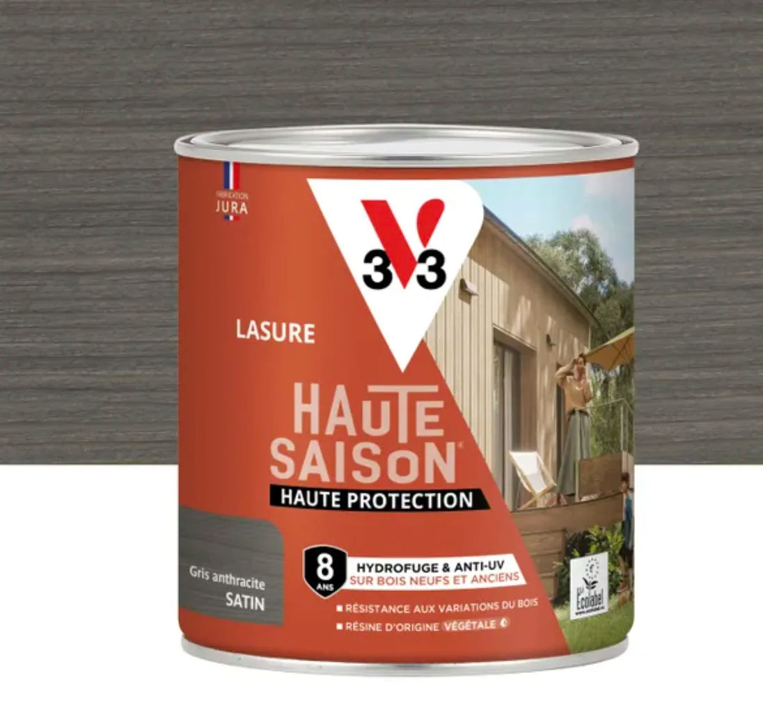 Lasure V33 gris anthracite pour bois extérieur