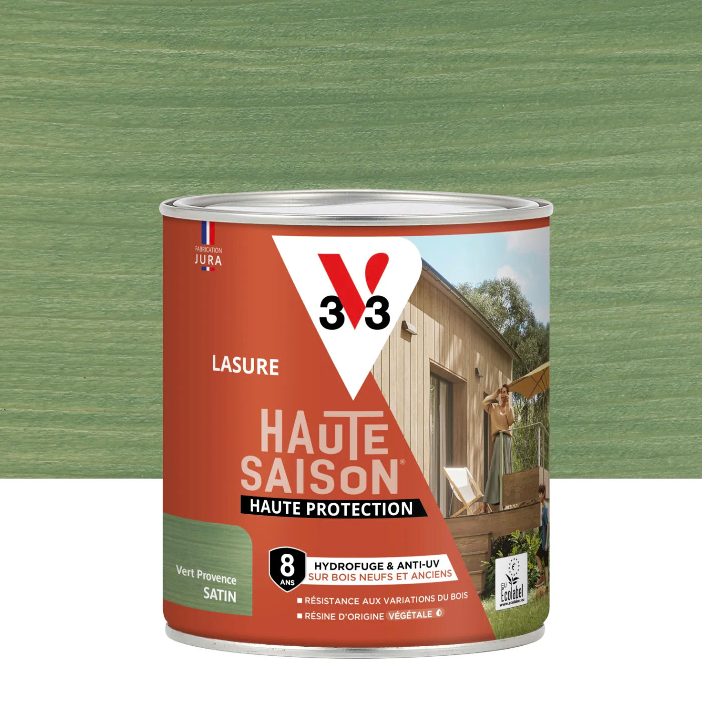 Lasure V33 vert Provence pour bois extérieur