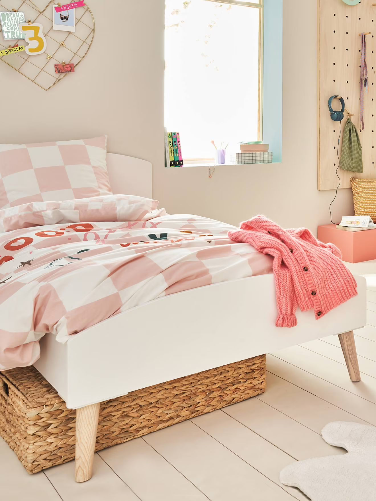 Lit double enfant ligne Confetti blanc