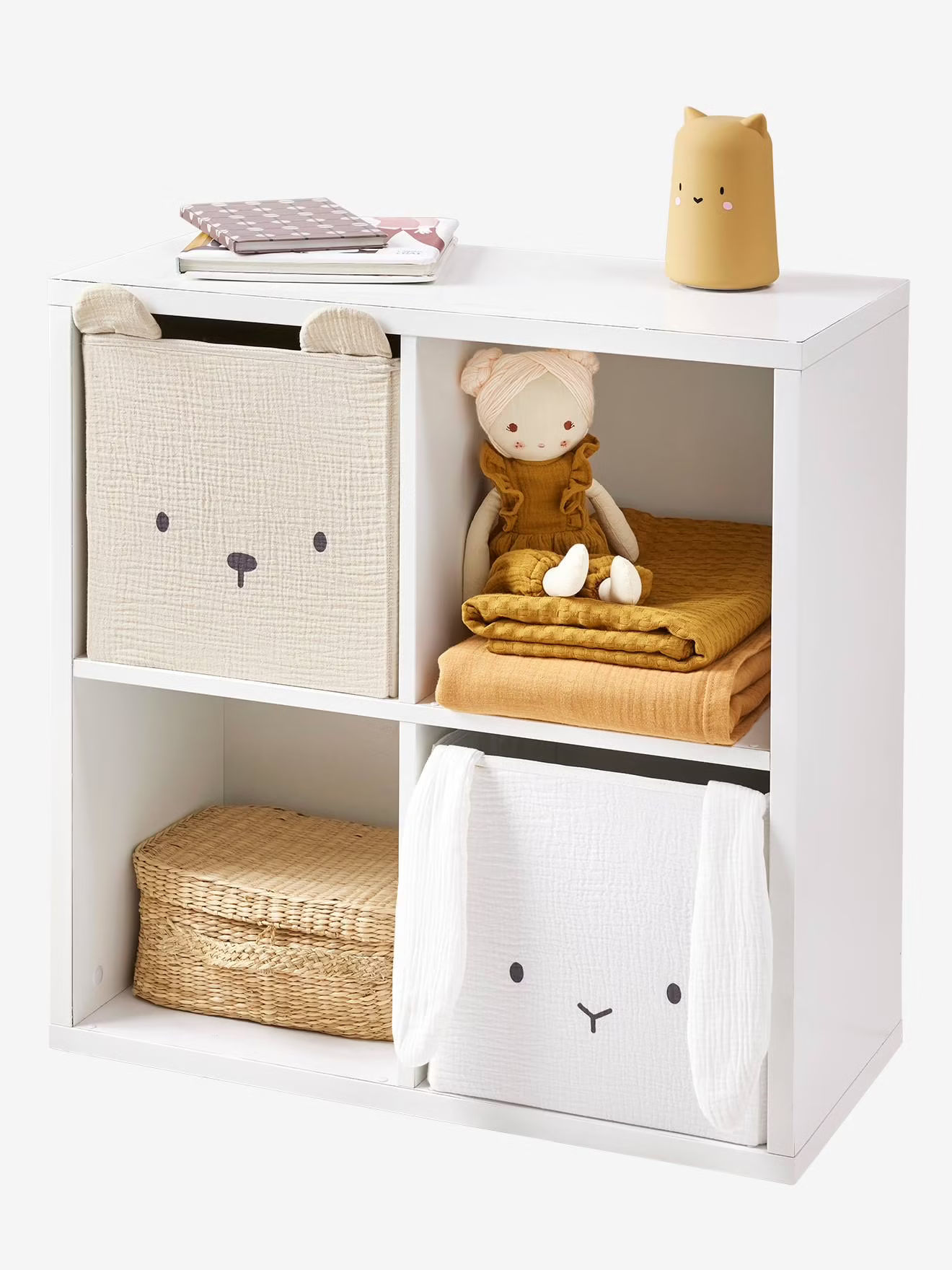 Lot de 2 bacs de rangement animaux gaze de coton