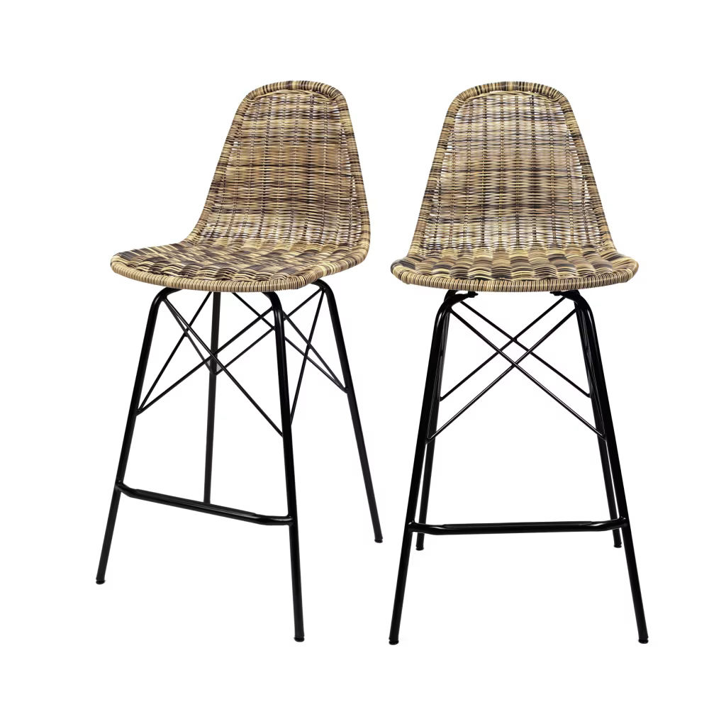 Tabouret de bar extérieur en résine tressée