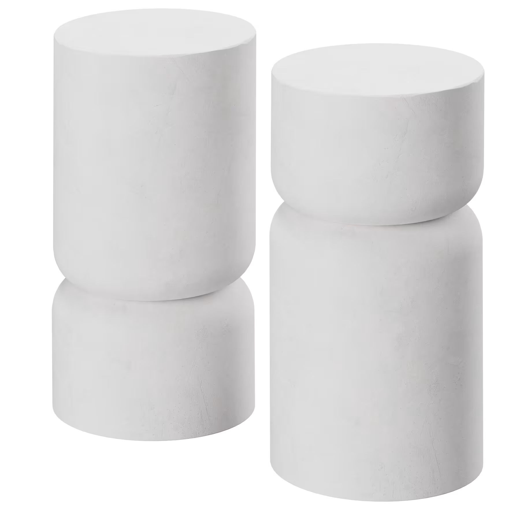 Lot de 2 tables d'appoint design arrondi aspect pierre blanc Amine - Maisons du Monde