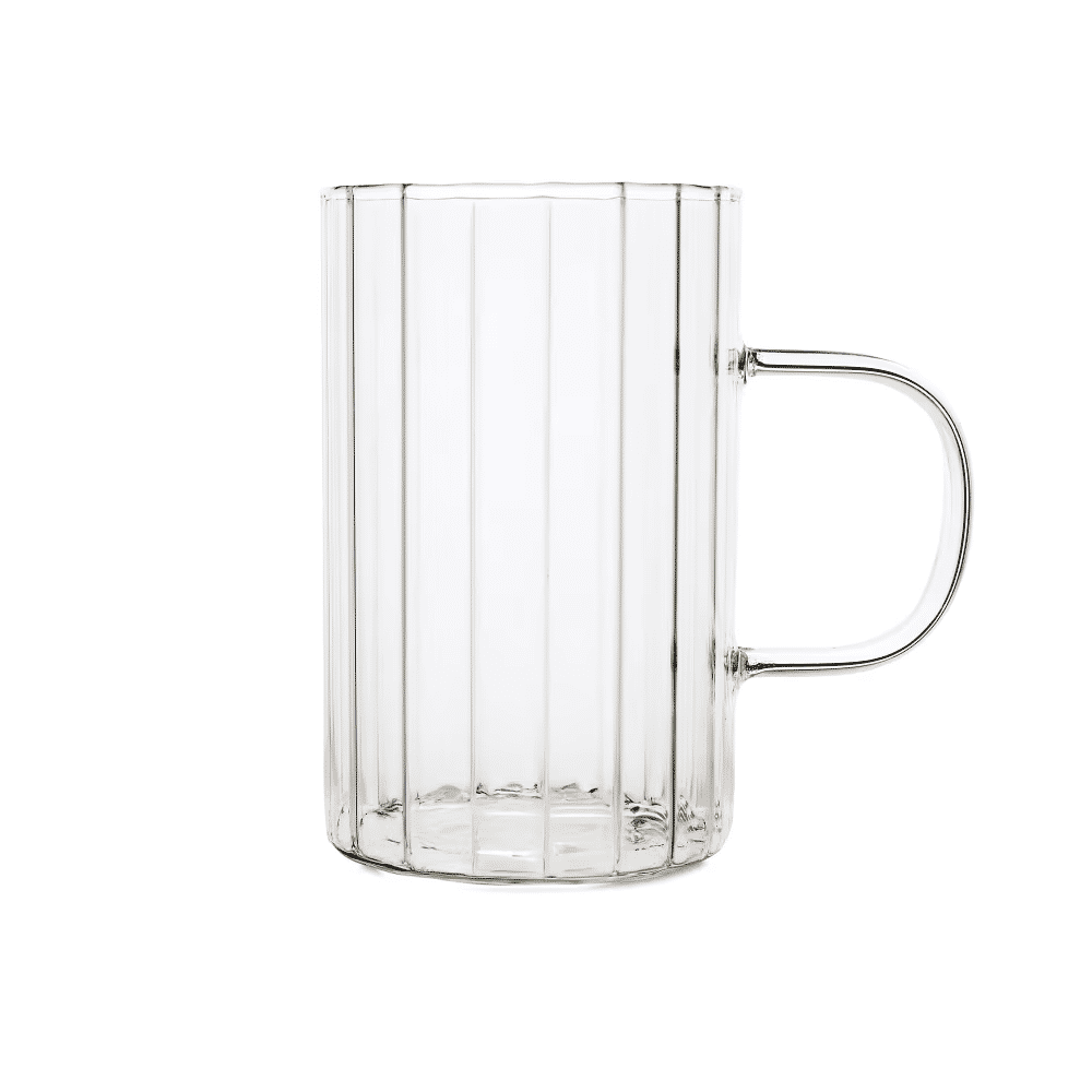 Lot de 2 tasses 35cl en verre borosilicate transparente avec anse, Leia