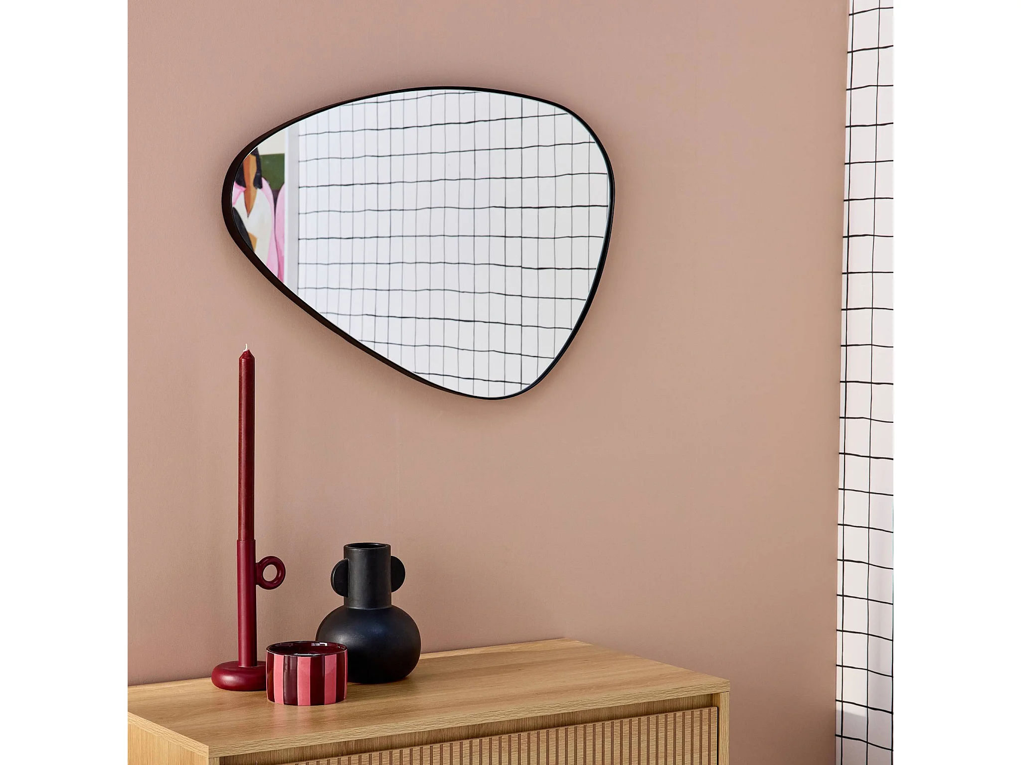 Miroir organique Harvey en métal noir