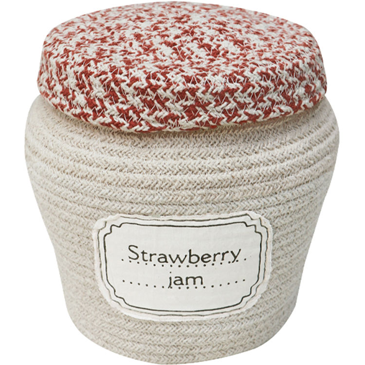 Panier pot de confiture de fraise