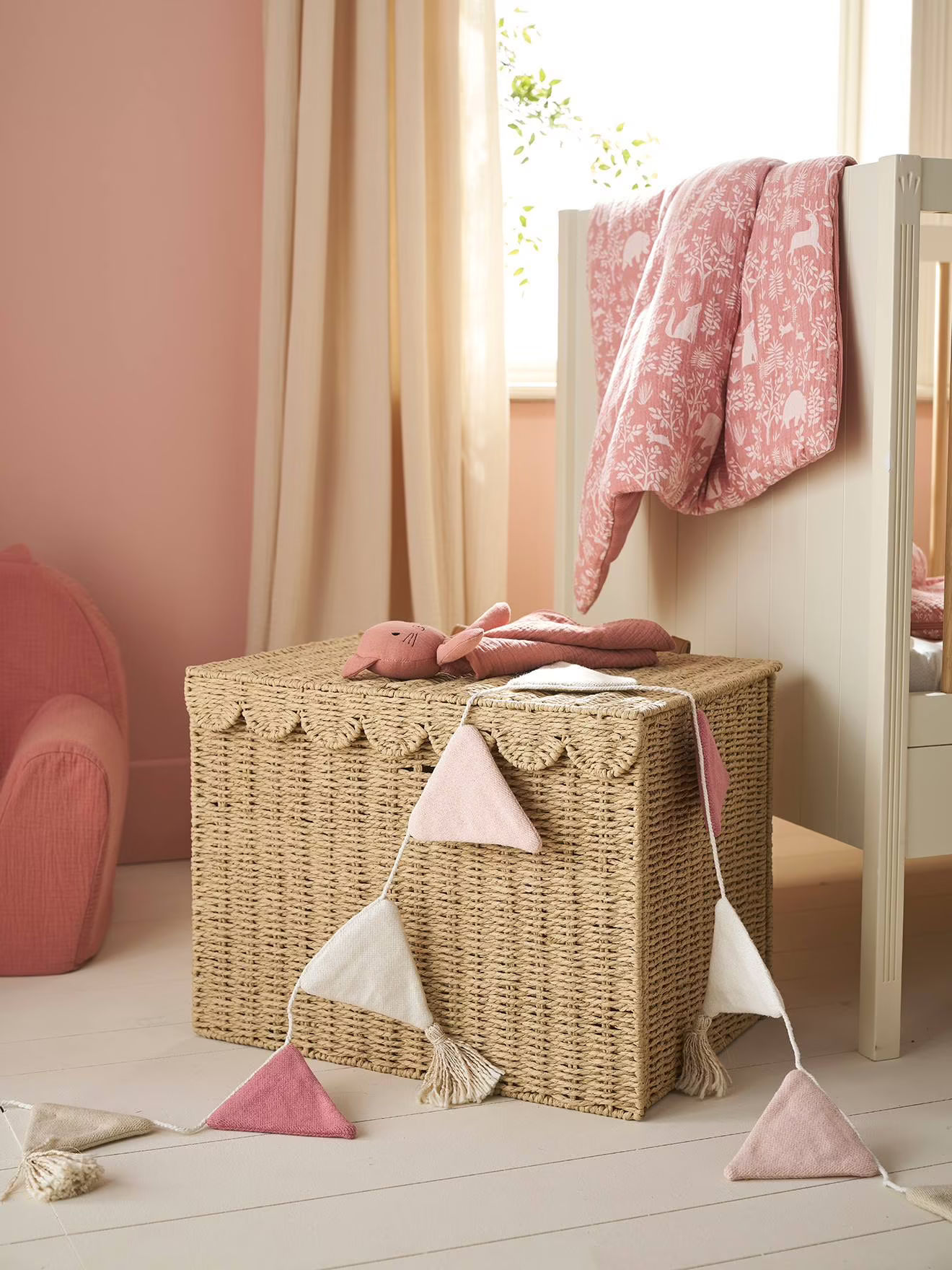 Panier de rangement XL malle en corde de papier beige