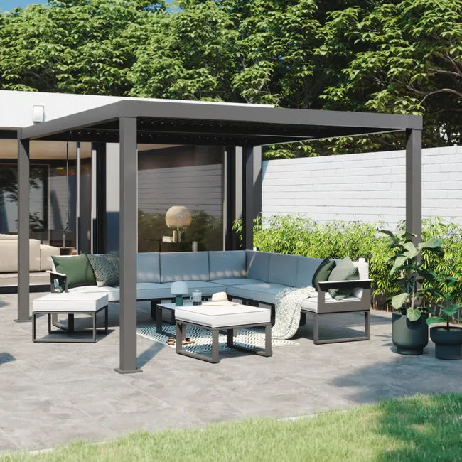 Pergola bioclimatique autoportante Naterial Clima aluminium gris