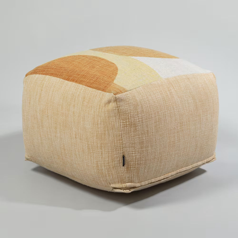 Pouf imprimé beige Maisons du Monde