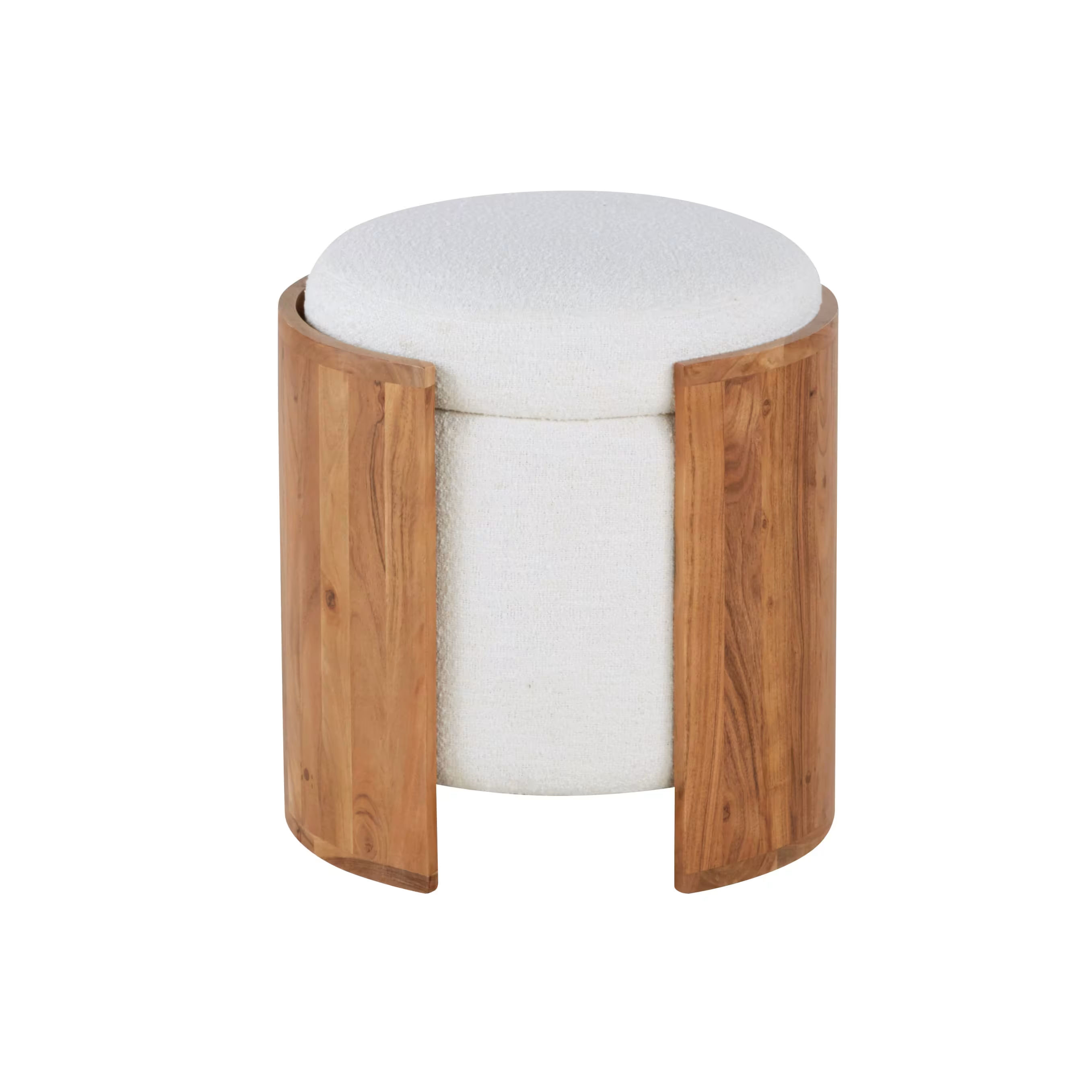 pouf blanc coffre en tissu bouclette