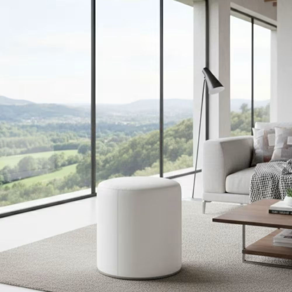 Pouf en similicuir blanc 40x40x42h cm Lisboa
