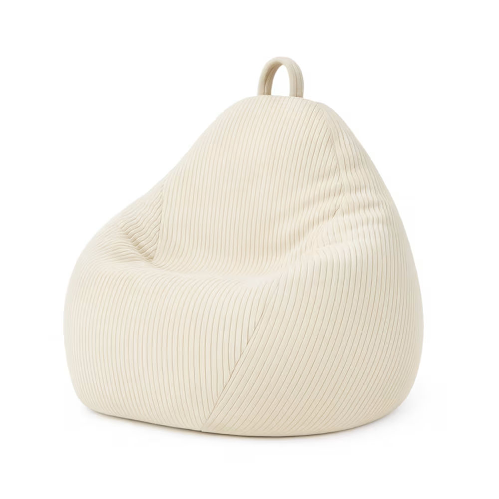 Pouf poire déhoussable en velours côtelé beige