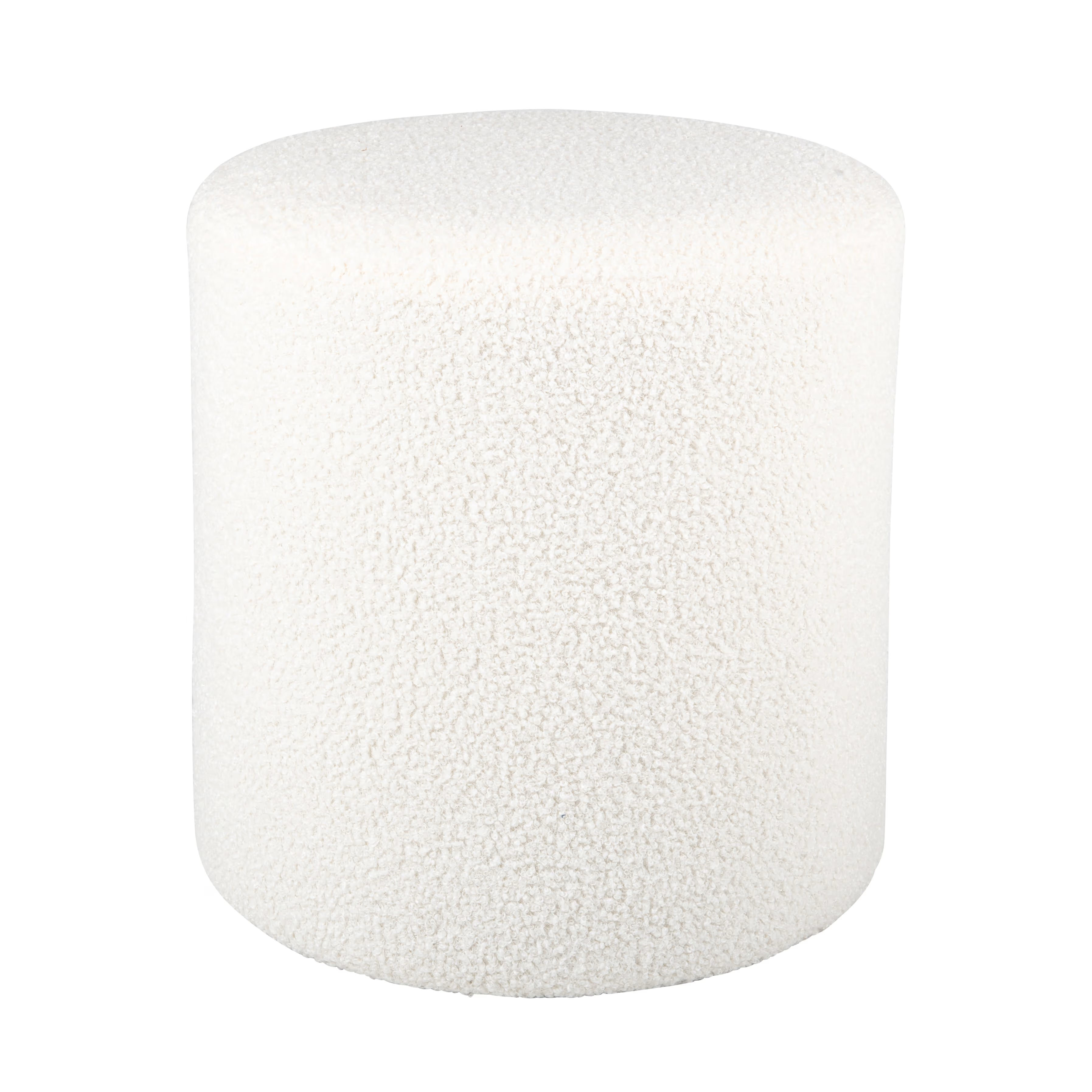pouf blanc en tissu bouclette
