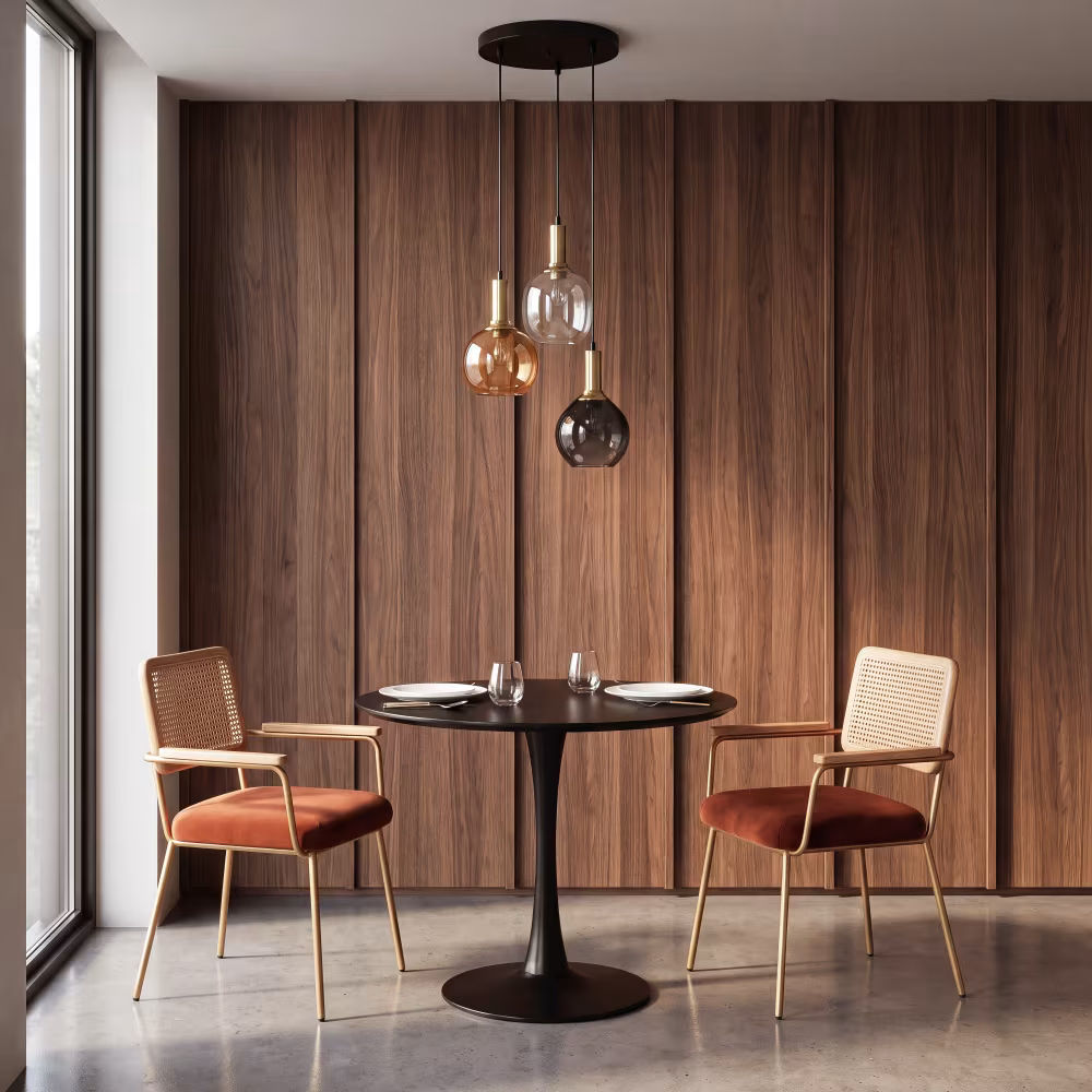 Suspension luminaire 3 abat-jours cloche en verre