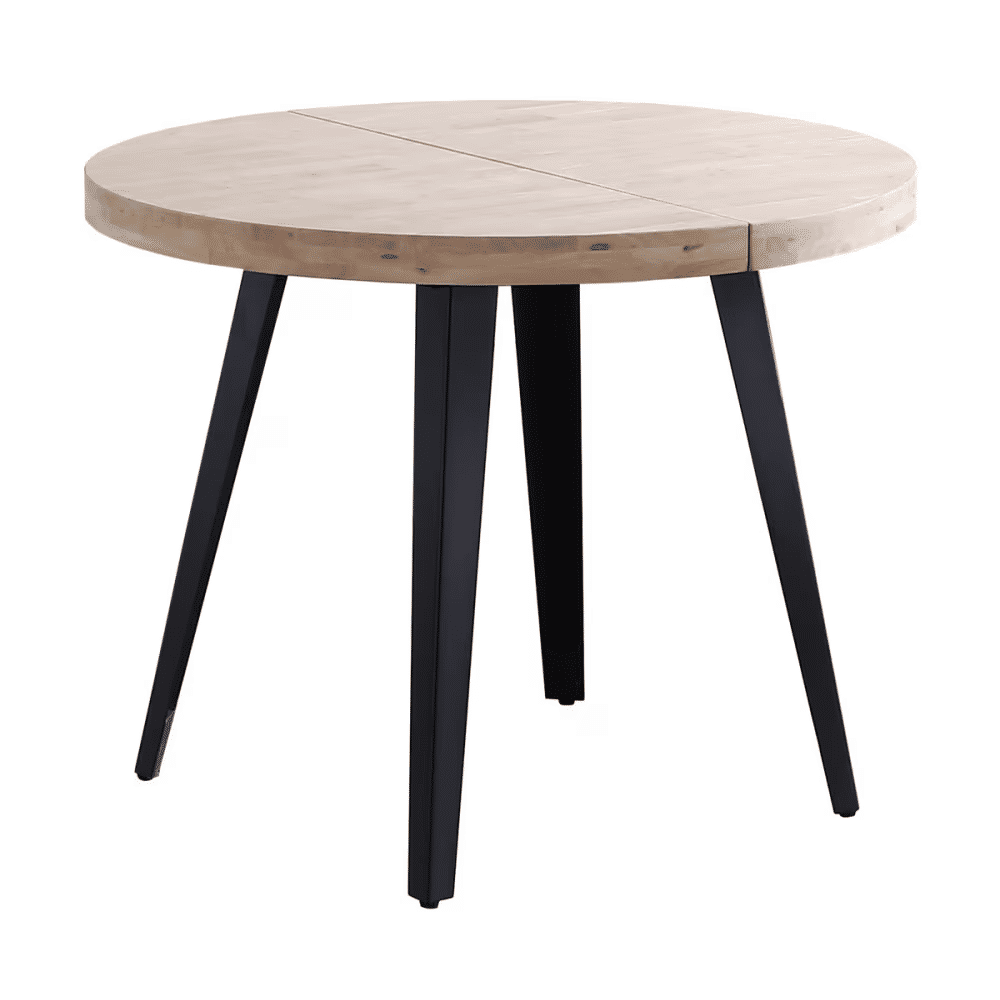 Table ronde extensible Matika bois et acier noir
