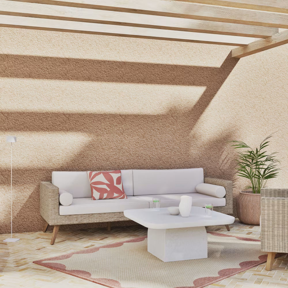 Table basse de jardin en béton imitation travertin beige Cyrielle, L90