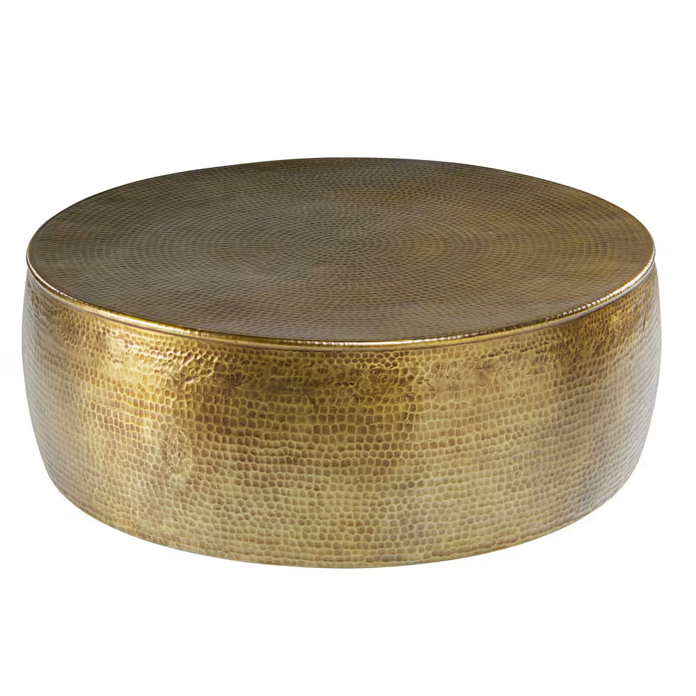 Table basse en aluminium martelé doré D99 Paloma