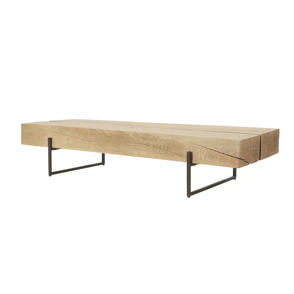 Table basse en chêne massif et métal noir L148 Magnus