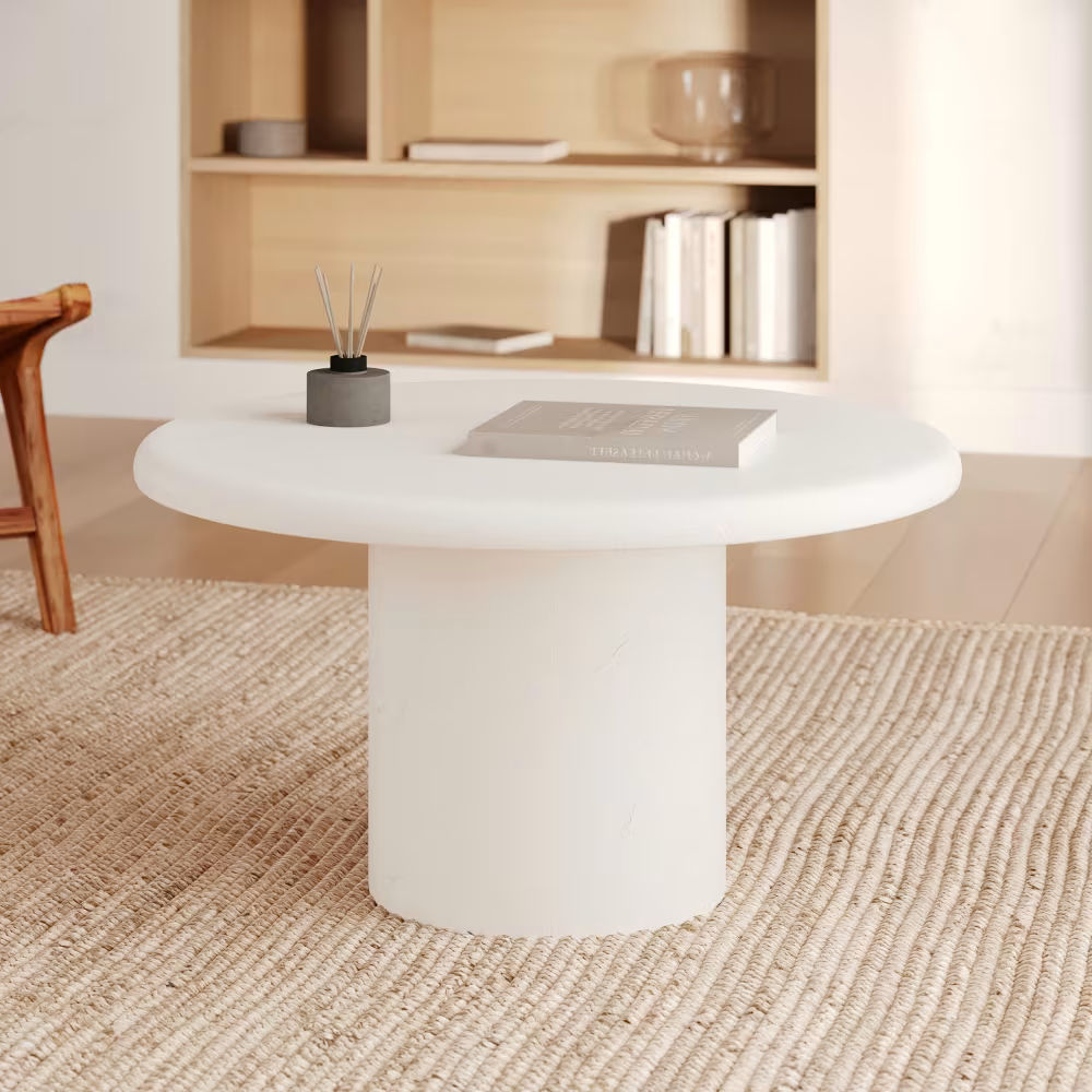 Table basse ronde en béton blanc cassé Lulli