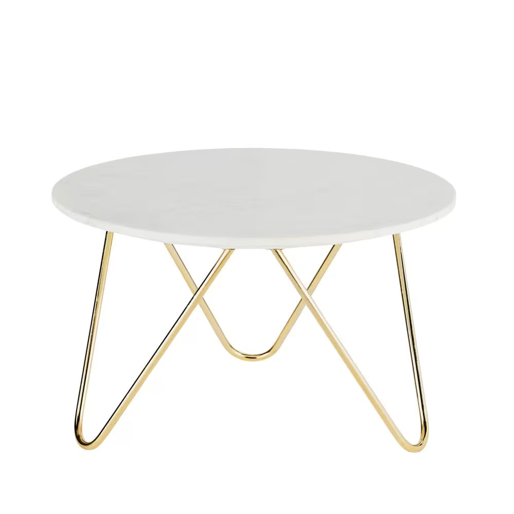 Table basse ronde en marbre et métal coloris laiton D75 Eagle