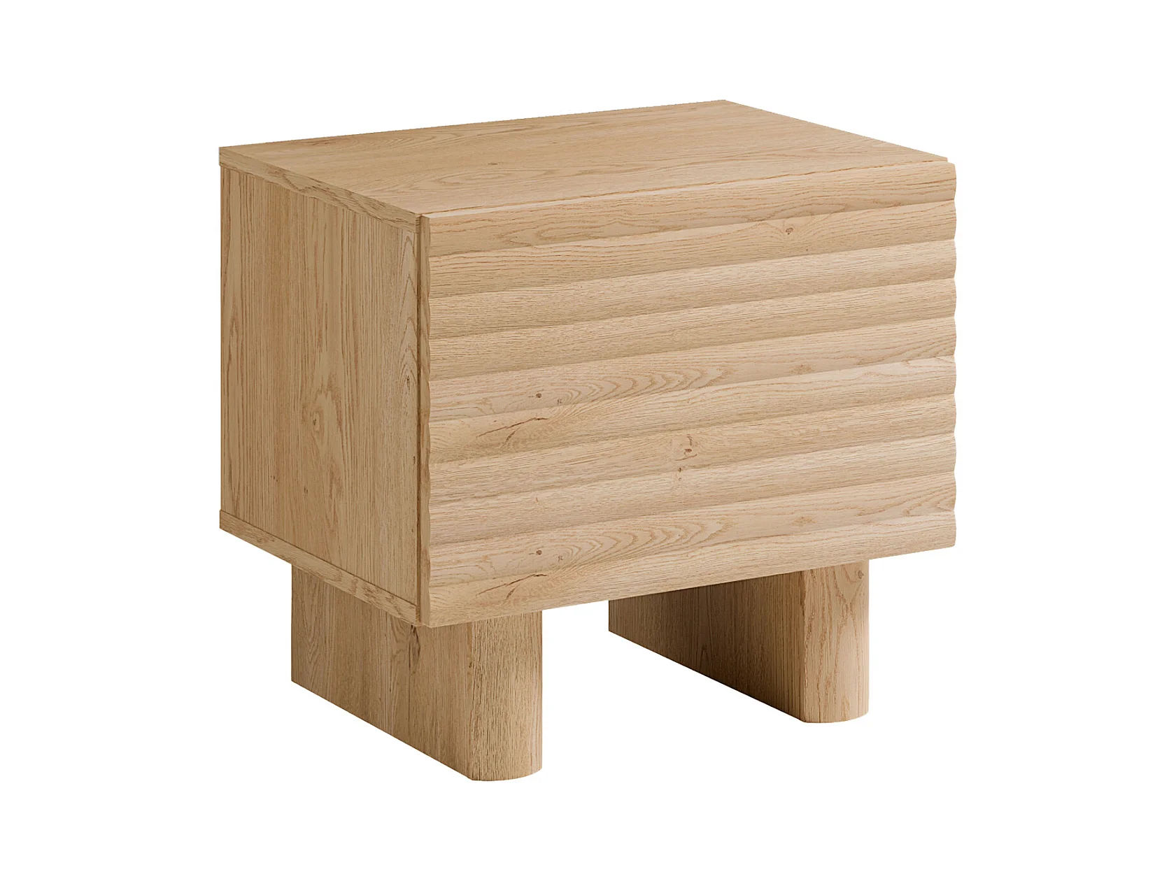 Lot de 2 tables de chevet 1 porte en MDF, coloris naturel, Ludima