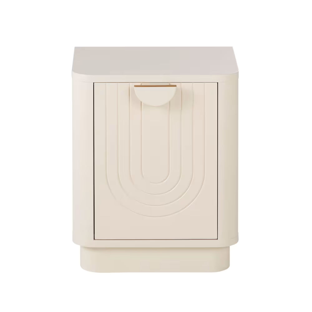 Table de chevet 1 porte, blanc crème, Arckos