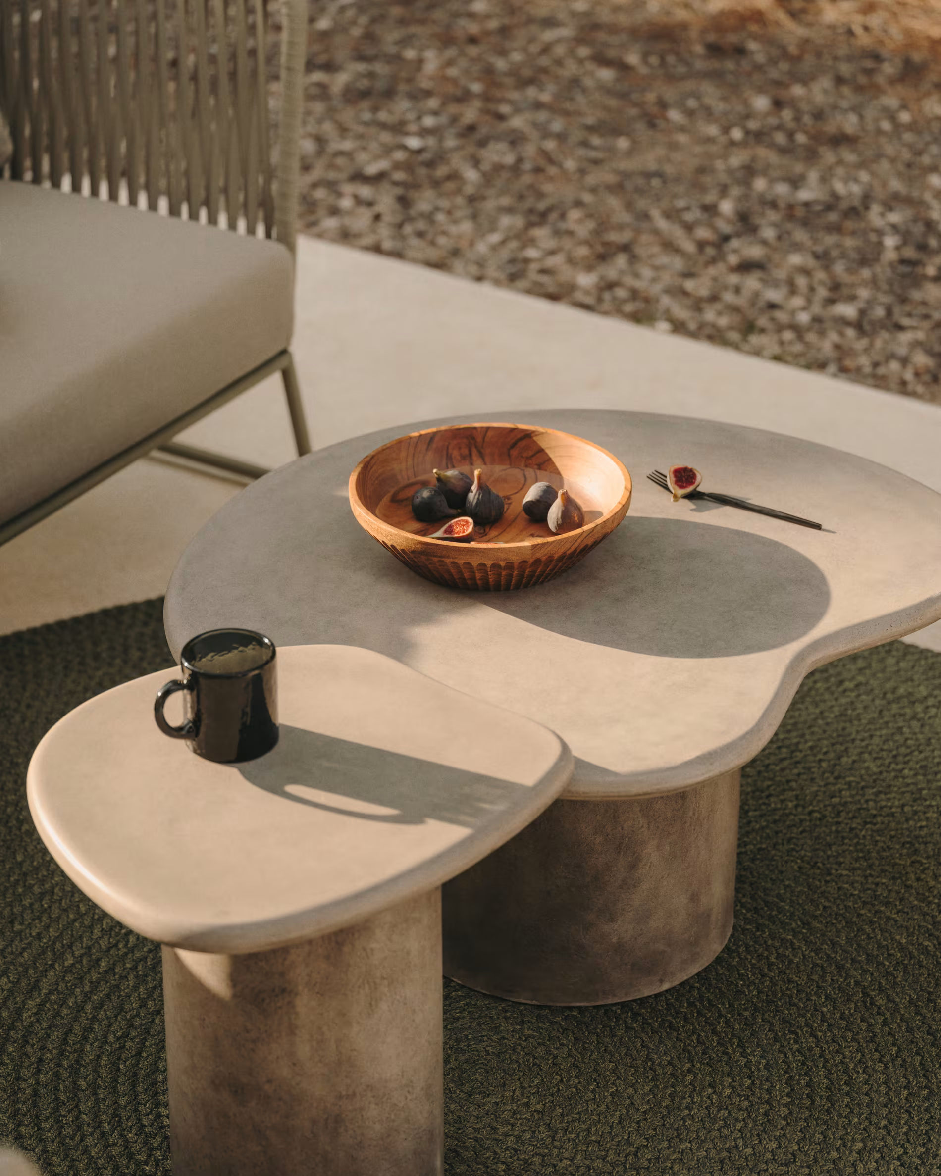 Tables basses en ciment Macarella, 83x77 cm