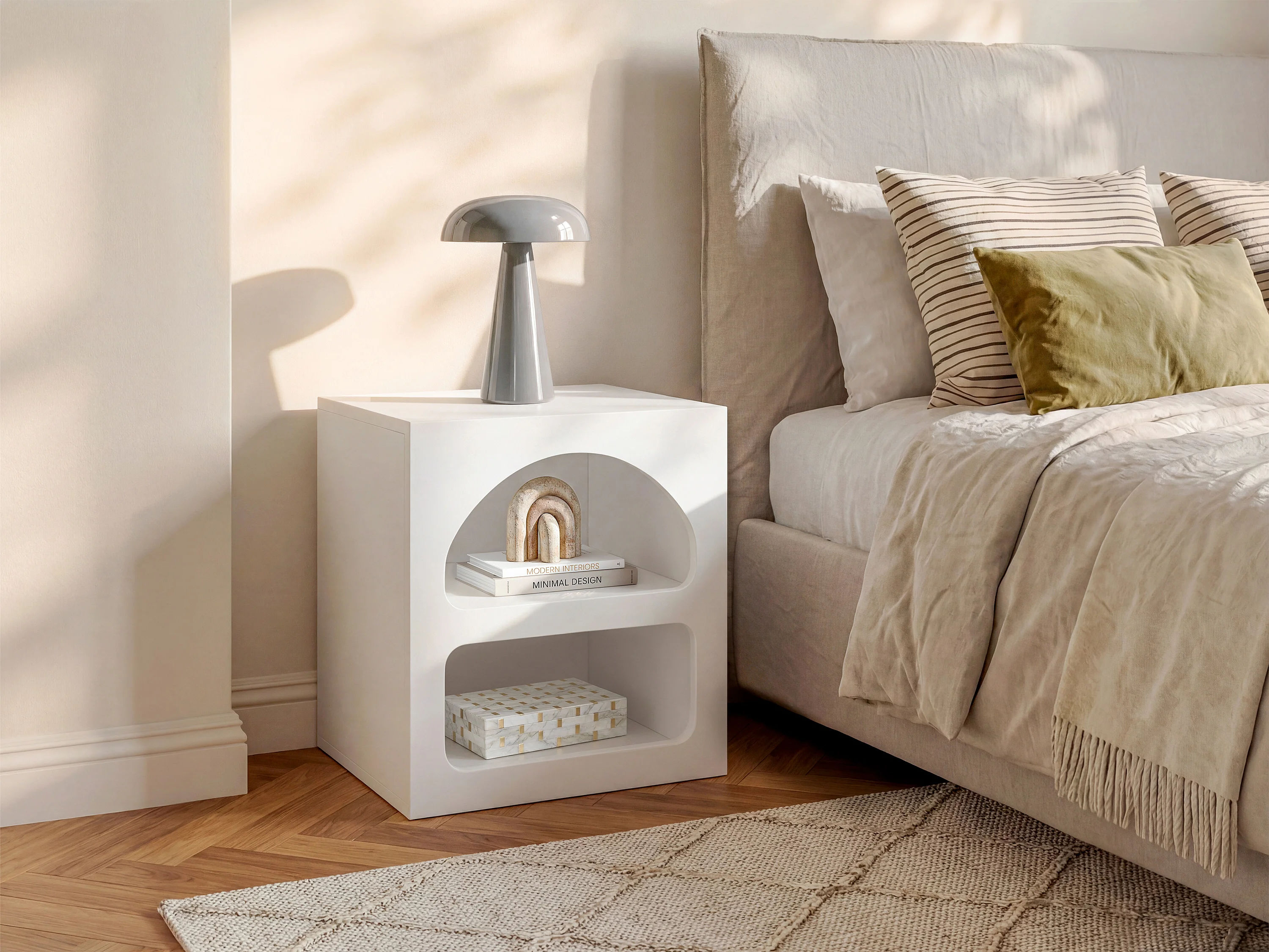 Table de chevet avec rangements, blanc, Luela