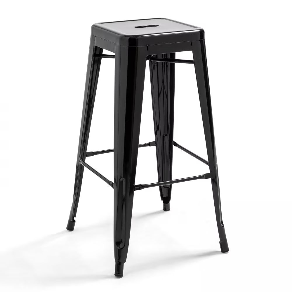 Tabouret de bar en métal brillant noir indus