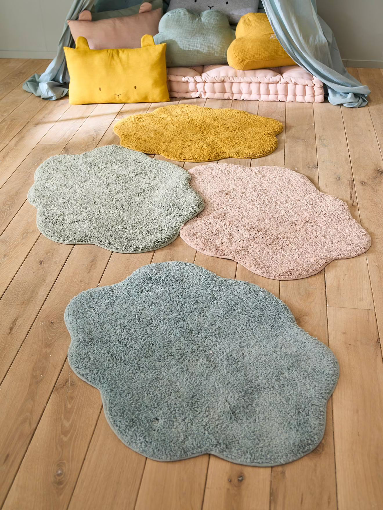 Tapis nuage éponge rose poudré