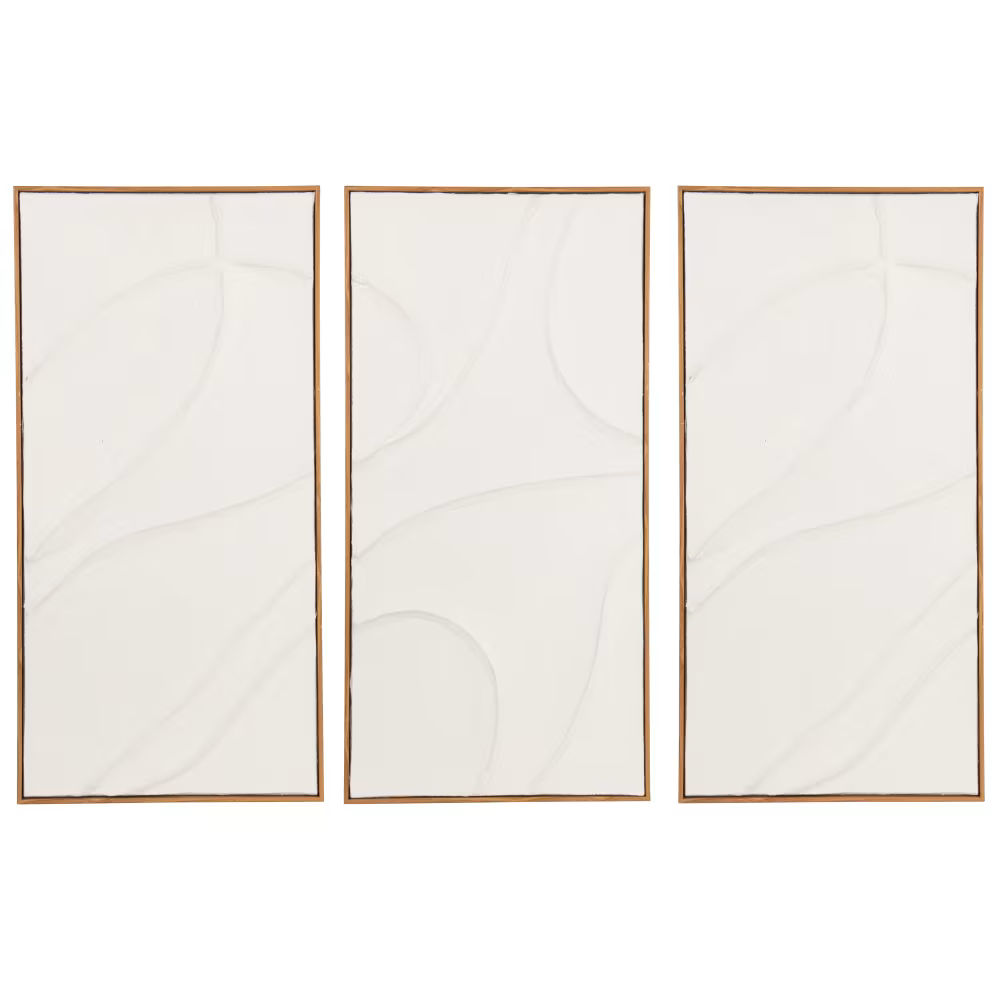 Toiles triptyques à reliefs blancs, 104x70cm