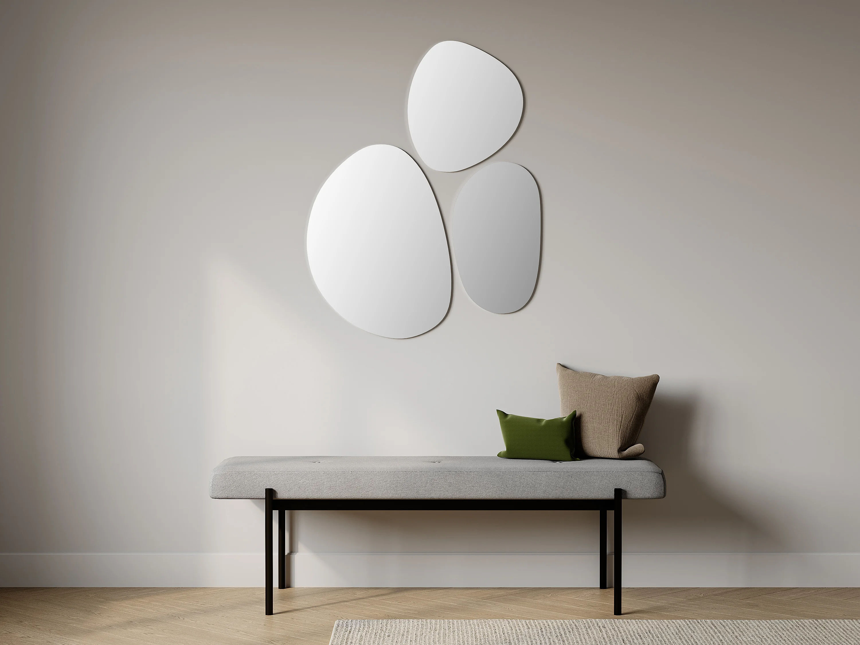 Saniji, lot de 3 miroirs muraux organiques, 3 tailles