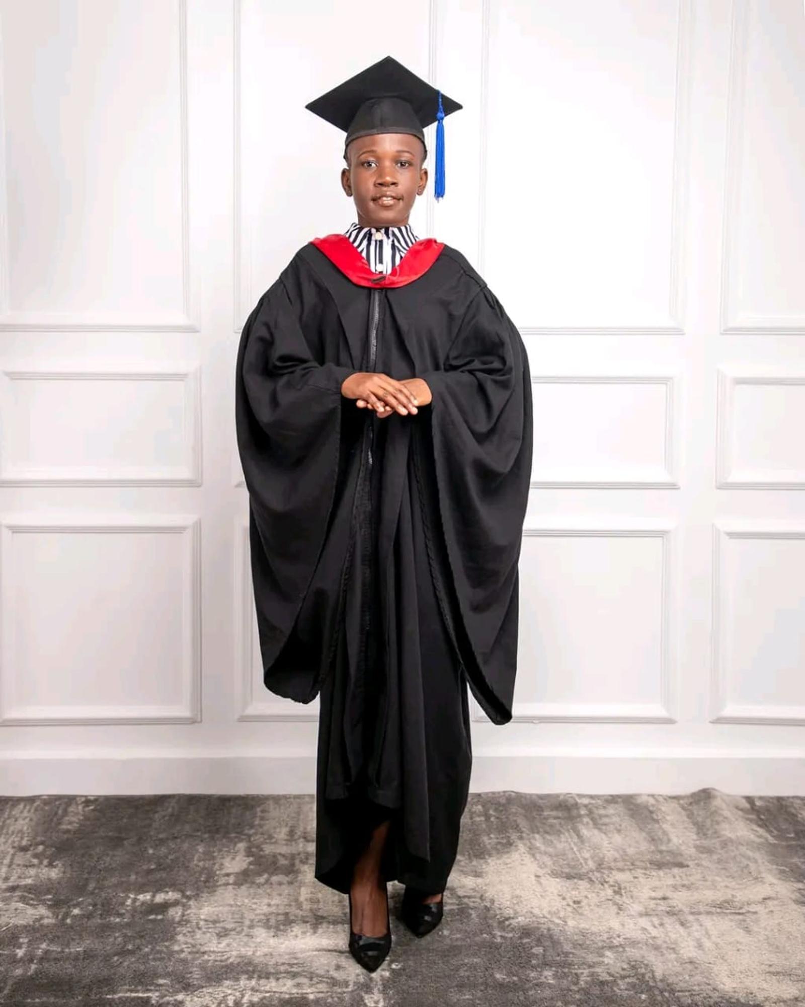 Susan Anyango in her graduation gown