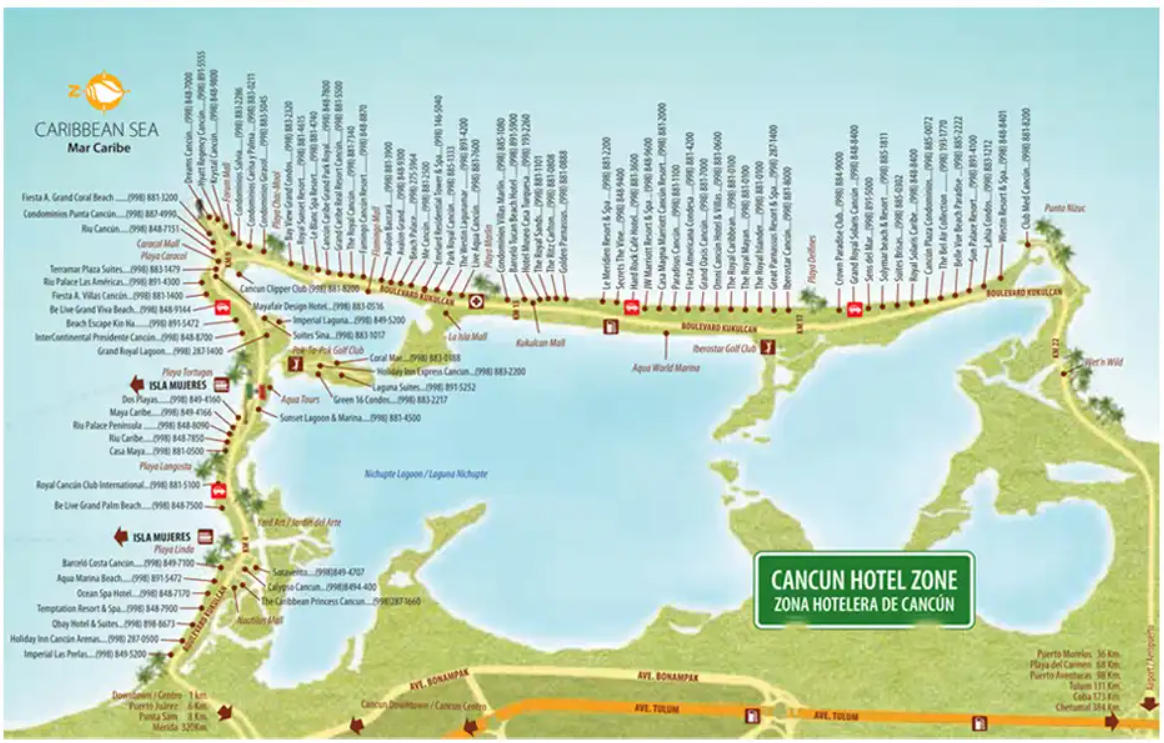 Cancun Airport to Hotel Transportation Map and Guide