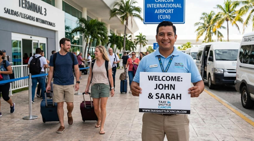 WHERE DO I FIND THE SIGN WITH MY NAME CANCUN AIRPORT