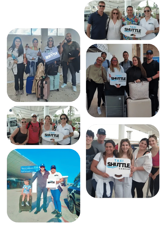Happy customers using our private taxi and shuttle service at Cancun International Airport