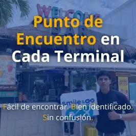 Official Smile & Go Taxi meeting point at Cancun Airport arrivals – look for our uniformed representative with your name sign