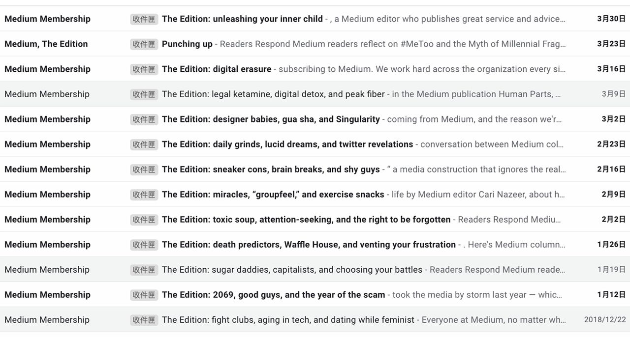 Meidum 每週都會透過 Email 提供文章精選「The Edition」 Meidum 每週都會透過 Email 提供文章精選「The Edition」
