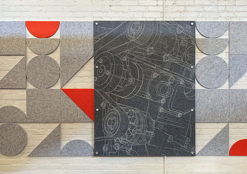 Custom printed Oomph sound absorbing wall panels and shapes.