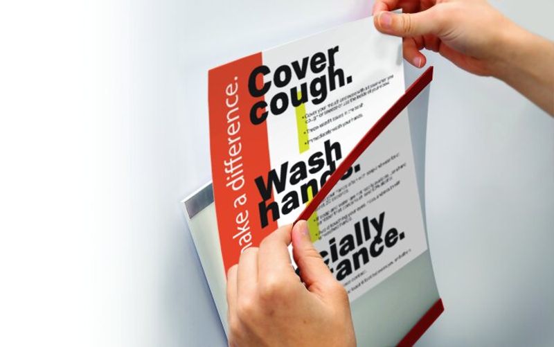 Notice holder with with a magnetic top-edge that enables immediate access & updatable *cleanable insert for frequently changing messages helps you Inform and protect patients & visitors*cleanable insert if it comes from Takeform, self printed inserts ar