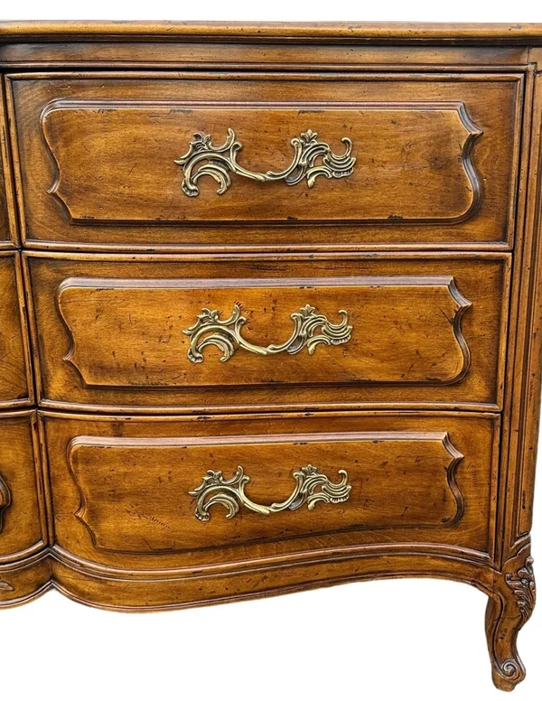 Louis XV Dresser by Henredon Villandry 72" Long - Vintage Carved Walnut  Wood French Provincial Shabby Chic 9 Drawer Credenza Buffet Table |  Henredon - $1595 | Kashew | Kashew