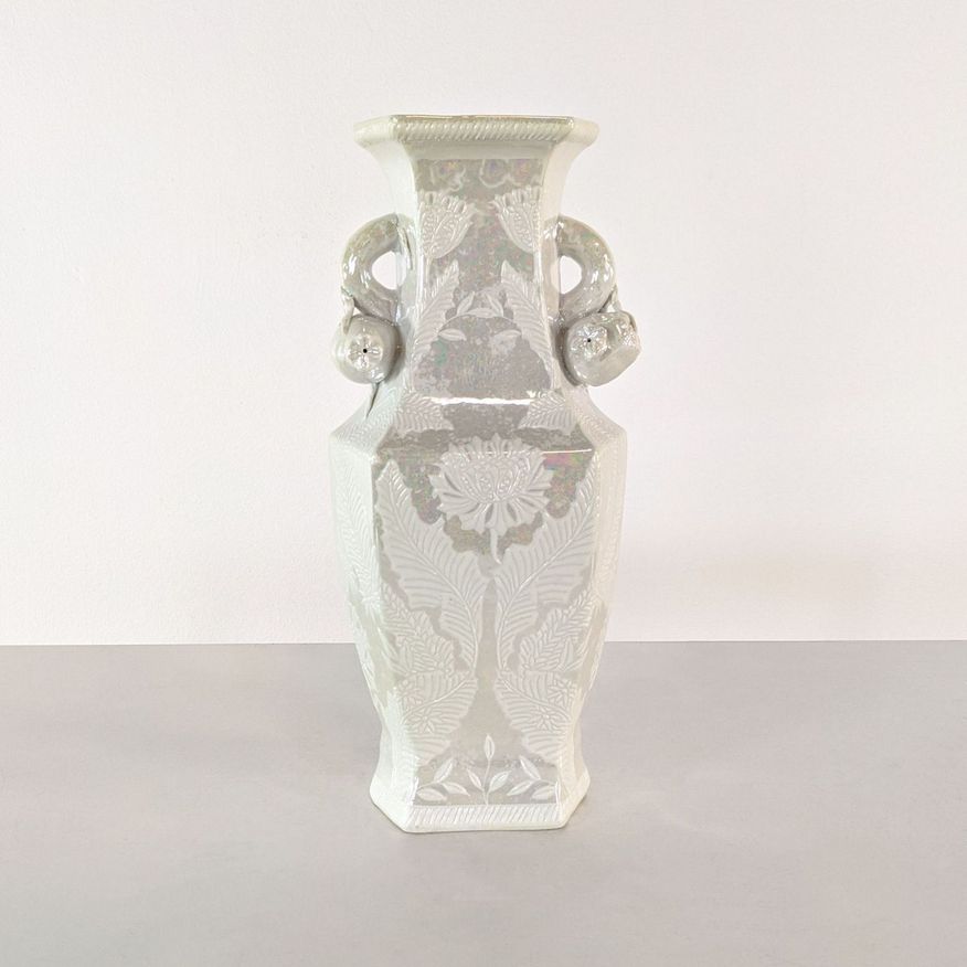 Opalescent White Ceramic Vase - image 0