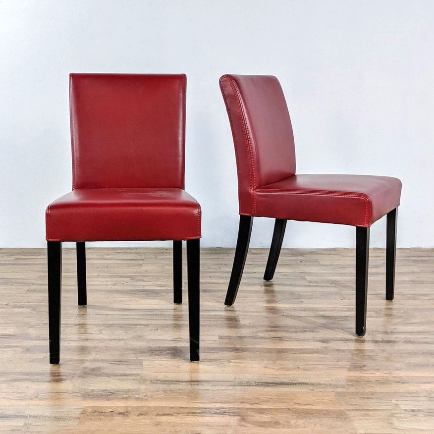 Pair of Crate and Barrel Lowe Red Leather Dining Chairs - image 0