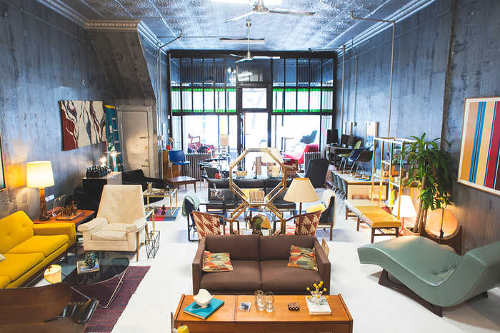 Dial M for Modern store displaying a collection of mid-century and Danish modern furniture