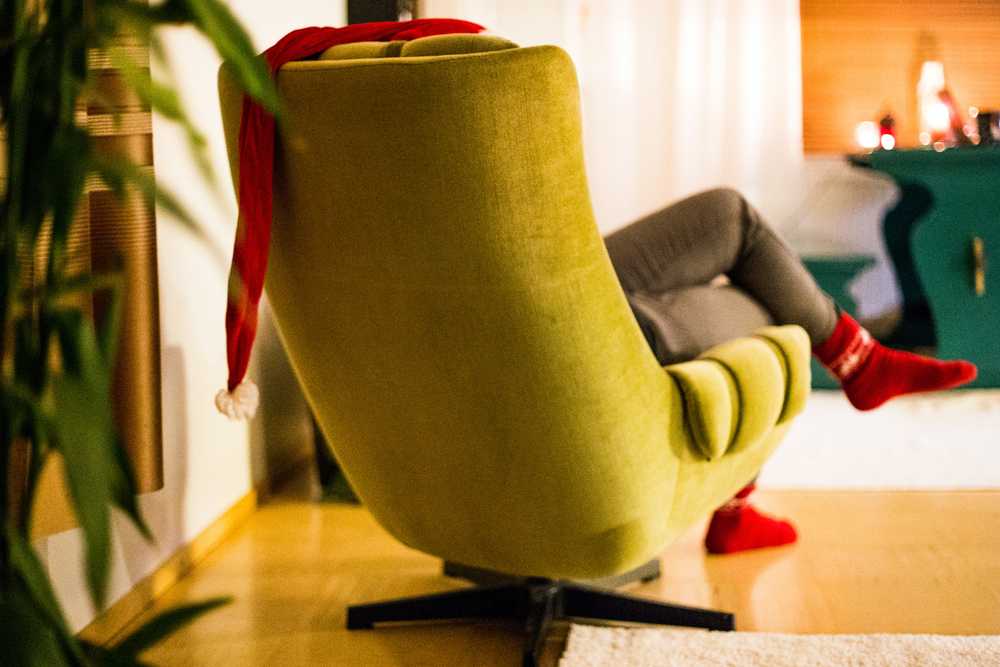 Cozy Holiday decoration. Used couches & used armchairs