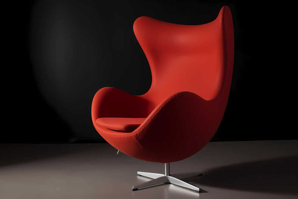 Arne Jacobsen's Egg chair, iconic Danish design with organic contours.