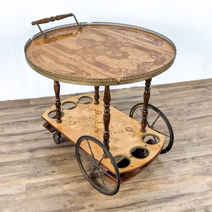 Vintage Italian Inlaid Bar Cart - image 0