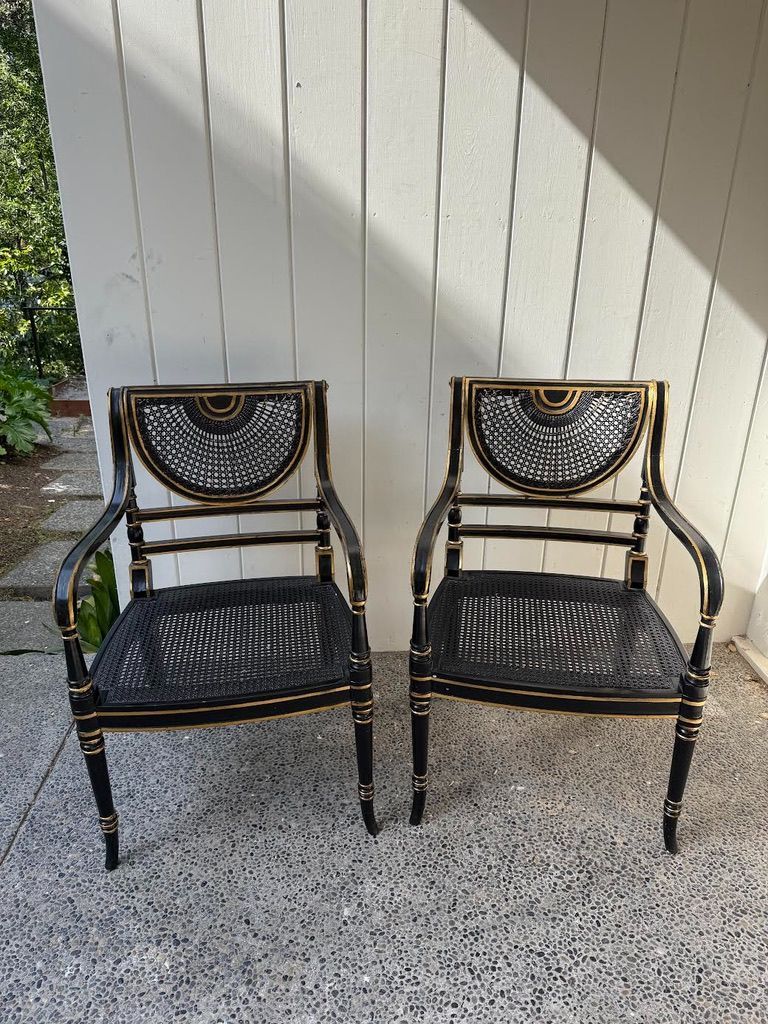 Set of 2 Antique Cane Arm Chairs by Smith & Watson - $994 | Kashew